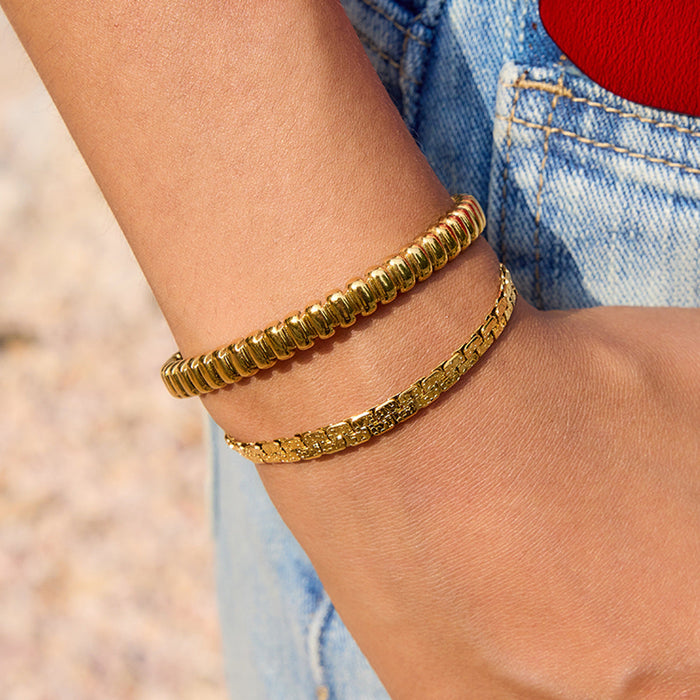 Stainless steel retro sand gold bracelet