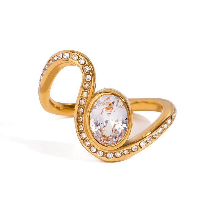 Stainless steel rhinestone irregular ring