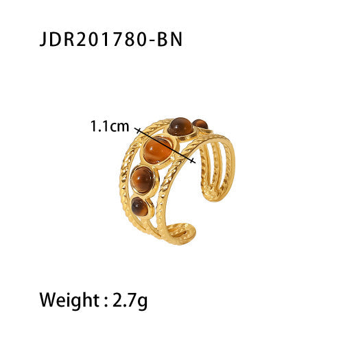 Stainless steel tiger's eye ring
