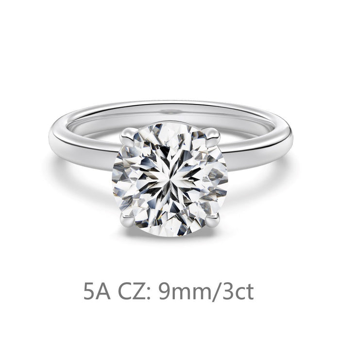 S925 Sterling Silver Single Main Diamond Proposal Wedding Ring