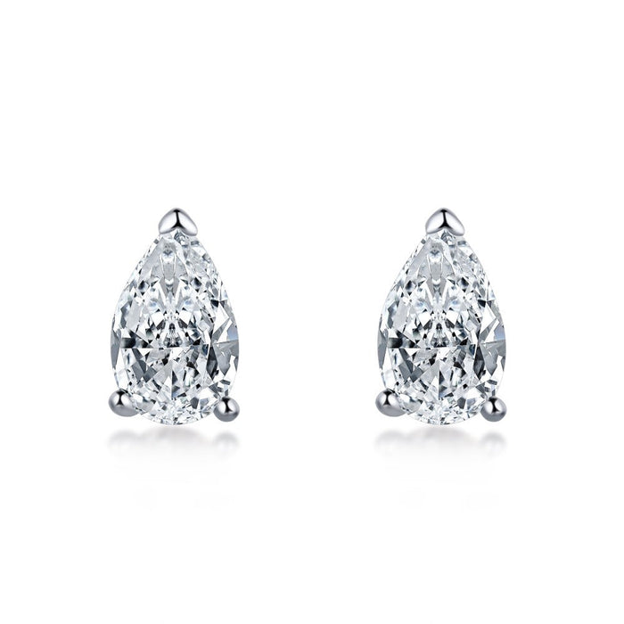 S925 Sterling Silver Wedding White Diamond Stud Earrings