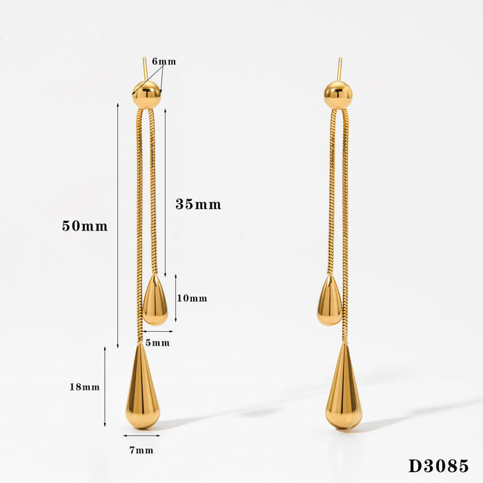 Long pullable water drop pendant necklace earrings set