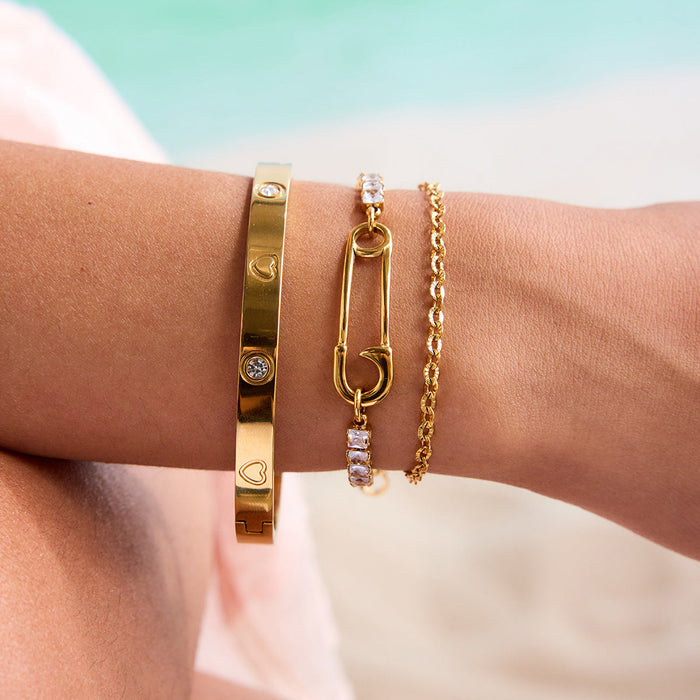 Stainless steel zircon bracelet