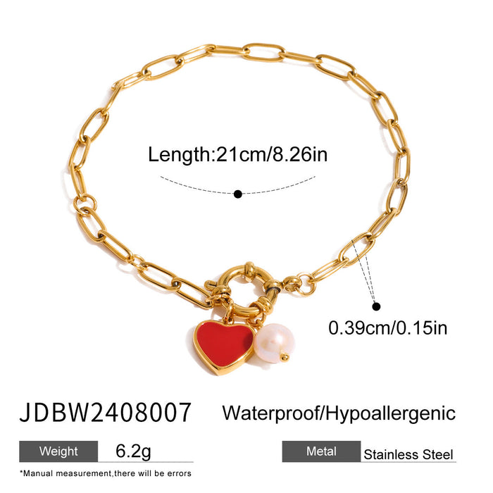 Stainless steel oil drop love pendant bracelet