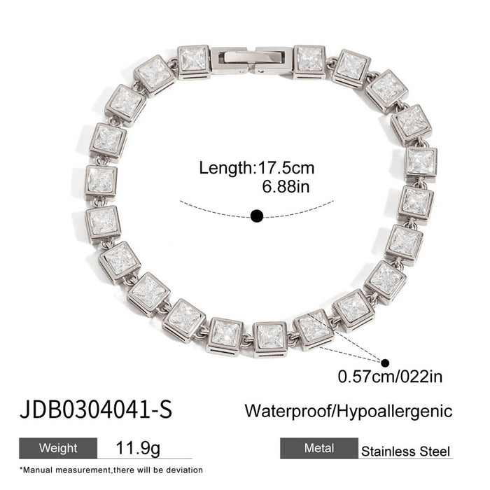 Zircon-studded Stainless Steel Full Diamond Bracelet