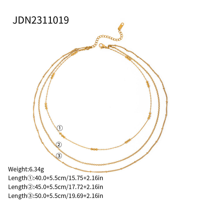 Three-layer stacked titanium steel necklace