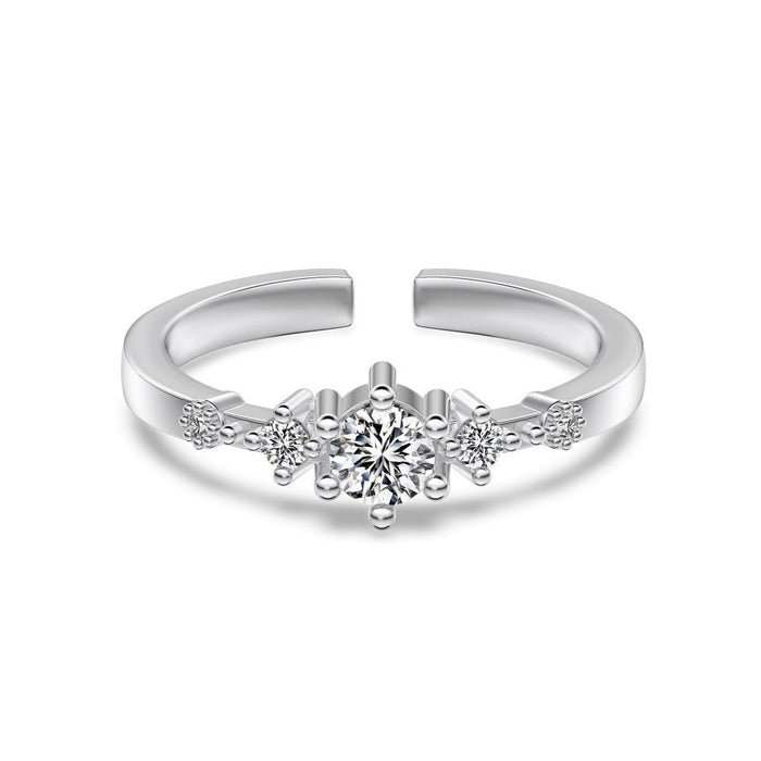 S925 Sterling Silver Vegetarian Ring Cute Stackable Open Ring