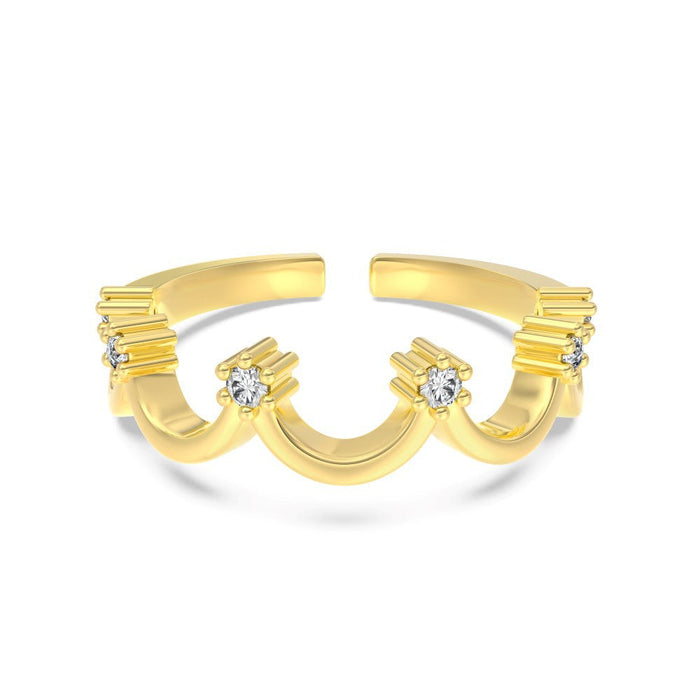 S925 Sterling Silver Vegetarian Ring Cute Stackable Open Ring