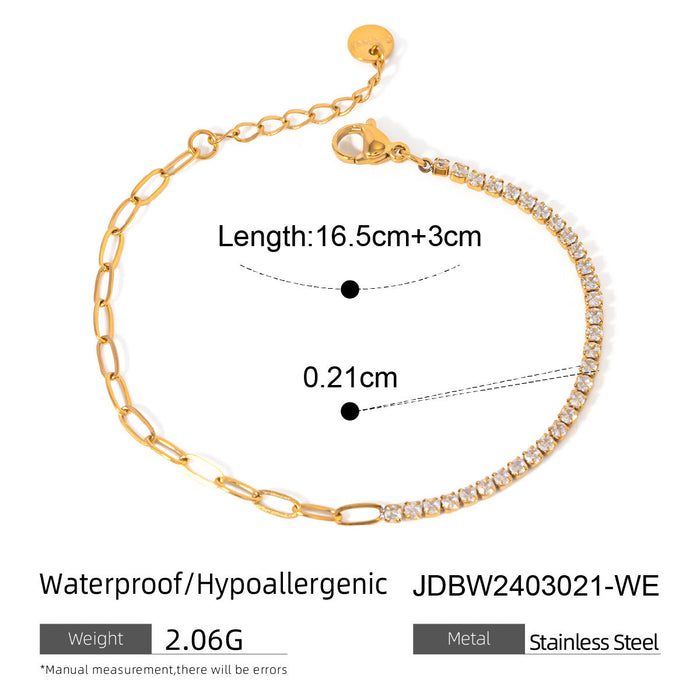 Stainless steel zircon bracelet plain ring bracelet