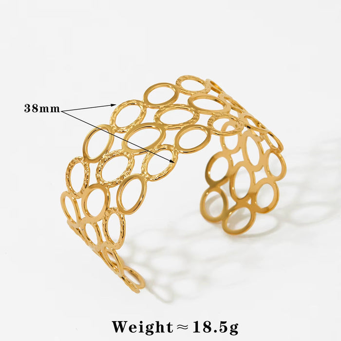 Stainless steel wide-sided opening hollow flower bracelet