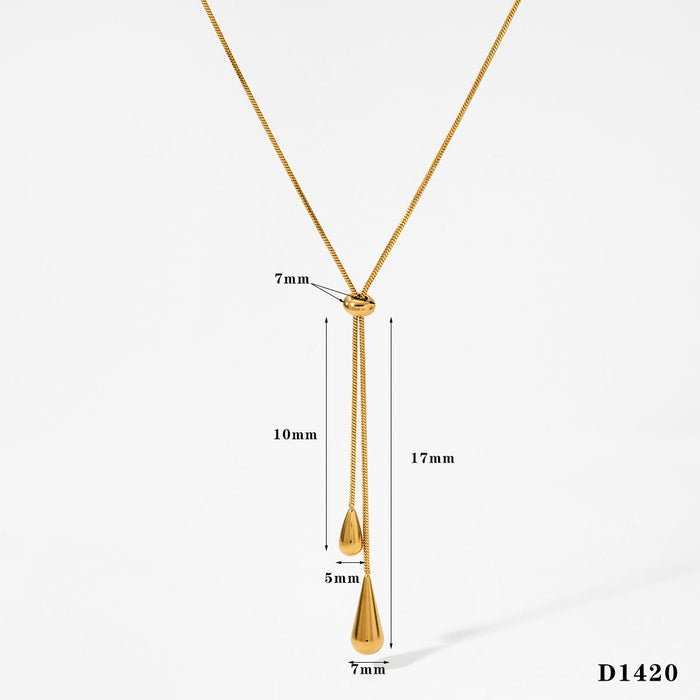 Long pullable water drop pendant necklace earrings set