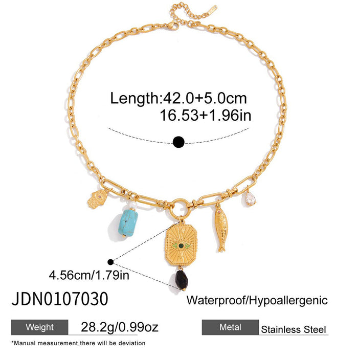 Multiple pendants Titanium steel necklace