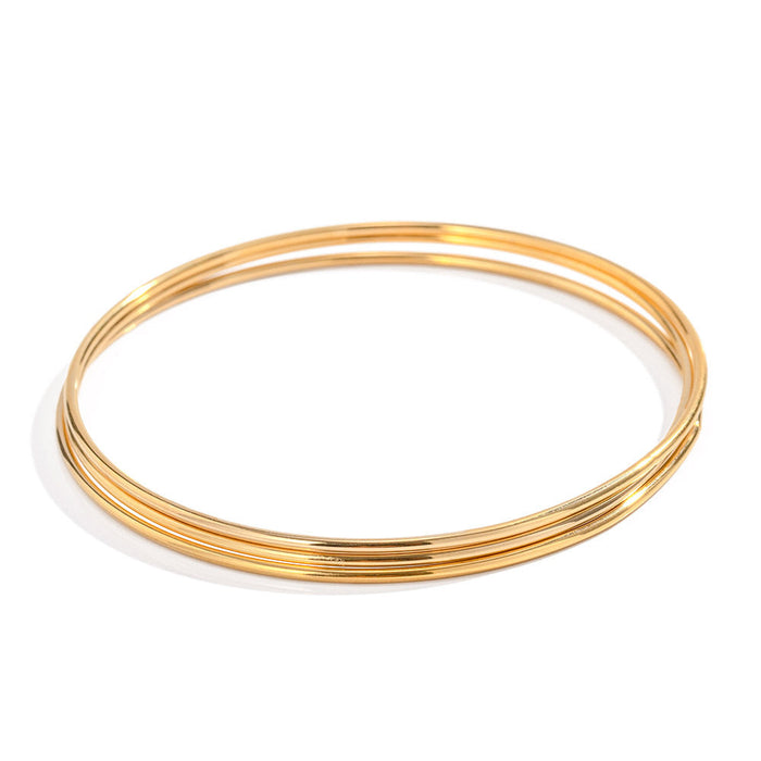 Titanium steel gold plain ring bracelet