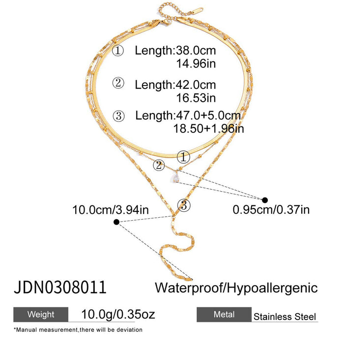 Stainless steel zircon y-shaped sweater chain necklace