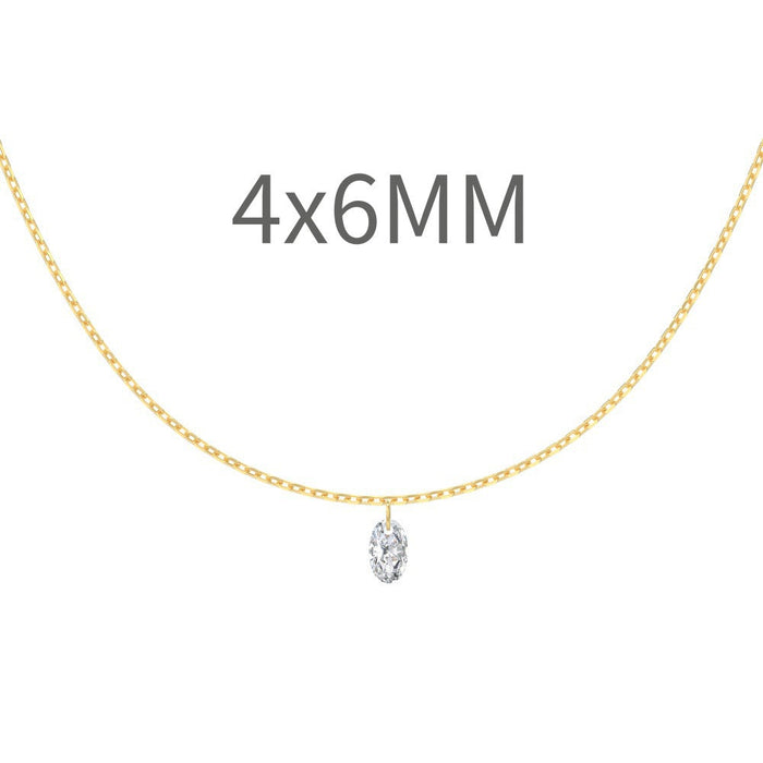 S925 Sterling Silver Tassel Oval Water Drop Wedding Necklace