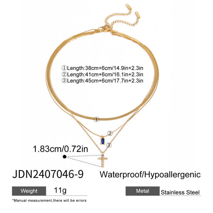 Three-layer clavicle chain stainless steel necklace