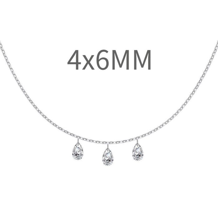 S925 Sterling Silver Tassel Oval Water Drop Wedding Necklace
