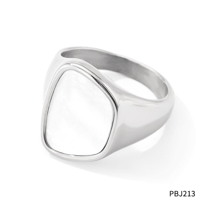 White Fritillary Stainless Steel Ring