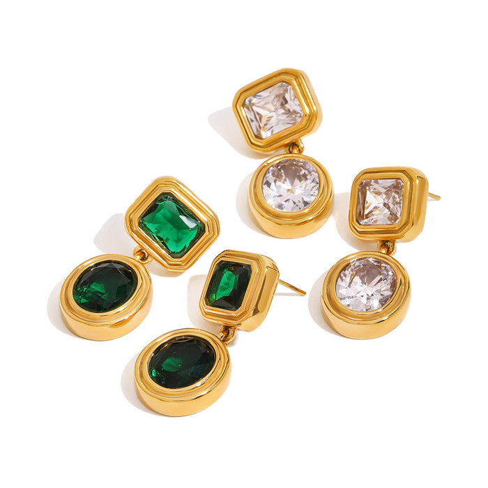 Stainless steel zircon stud earrings