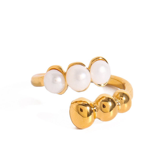 Stainless steel pearl ring