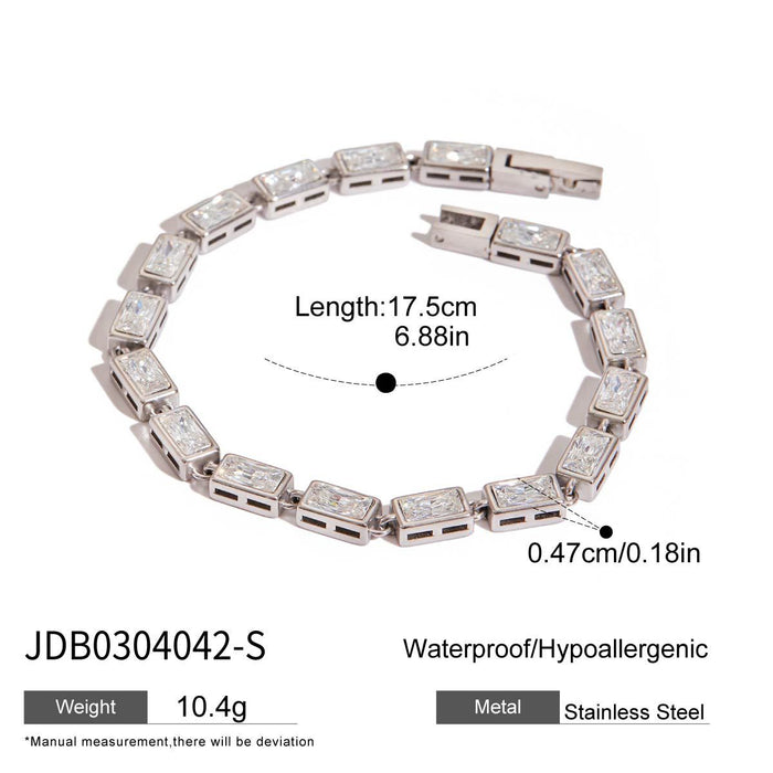 Zircon-studded Stainless Steel Full Diamond Bracelet