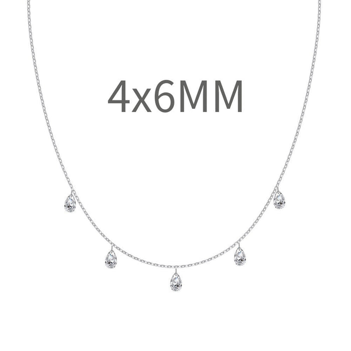 S925 Sterling Silver Tassel Oval Water Drop Wedding Necklace