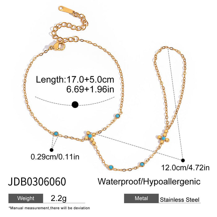 Stainless Steel Zircon Pearl Finger Bracelet