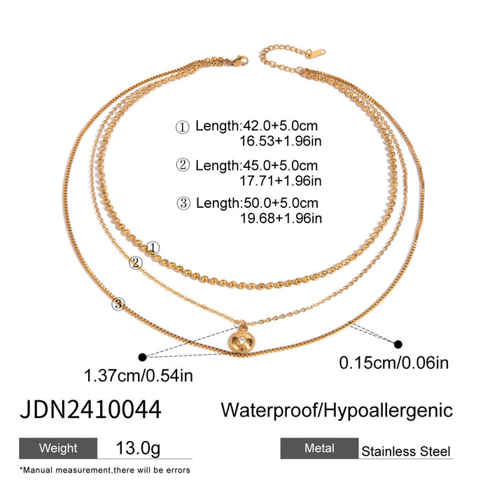 Three-layer stacked titanium steel necklace