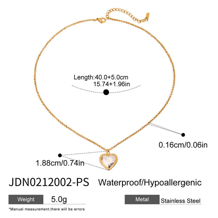 Titanium steel rhinestone love necklace