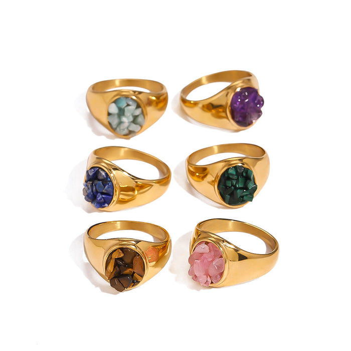 Stainless steel natural stone exaggerated ring