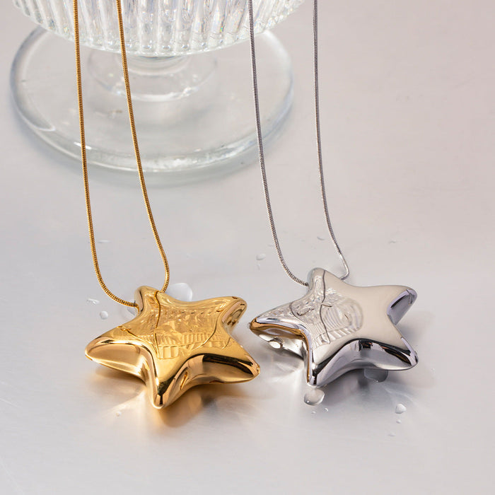 Stainless Steel Plated 18K Gold Pentagon Star Necklace