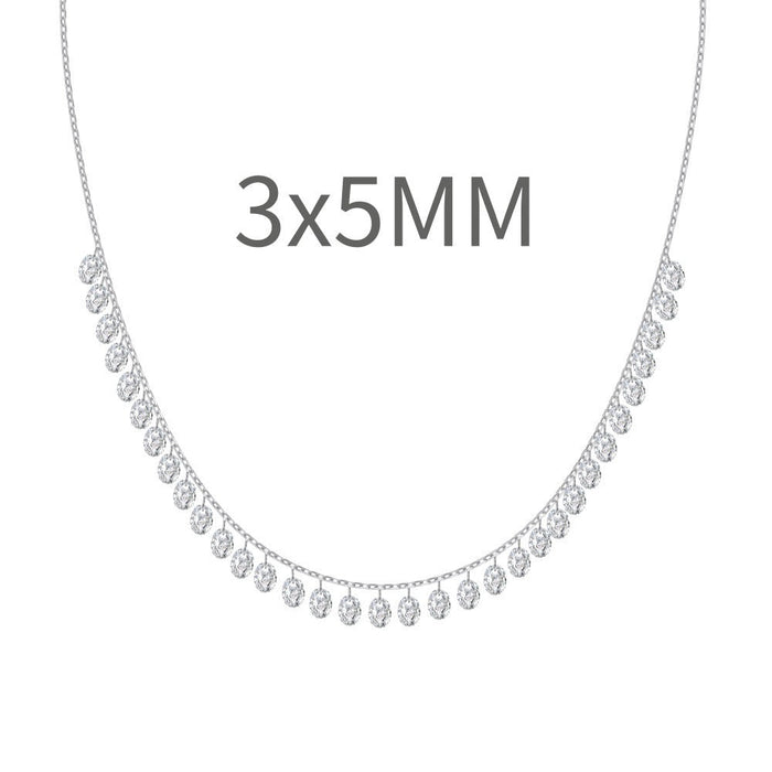 S925 Sterling Silver Tassel Oval Water Drop Wedding Necklace