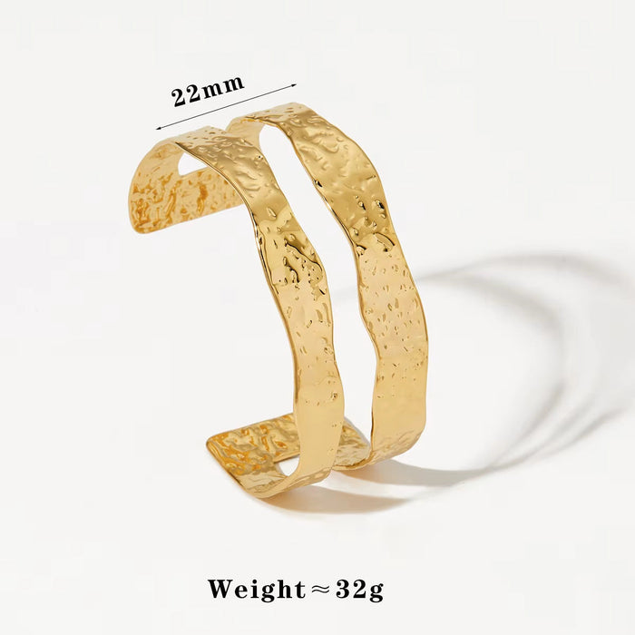 Stainless steel wide-sided opening hollow flower bracelet