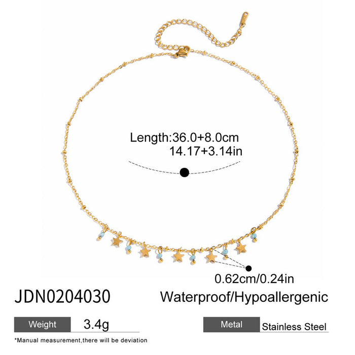 Titanium steel tassel stacked necklace