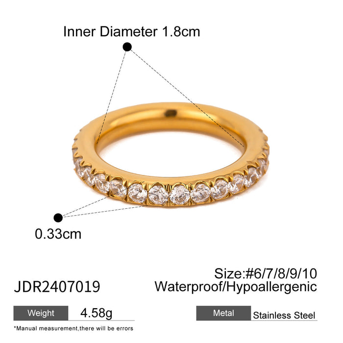 Zircon titanium steel ring