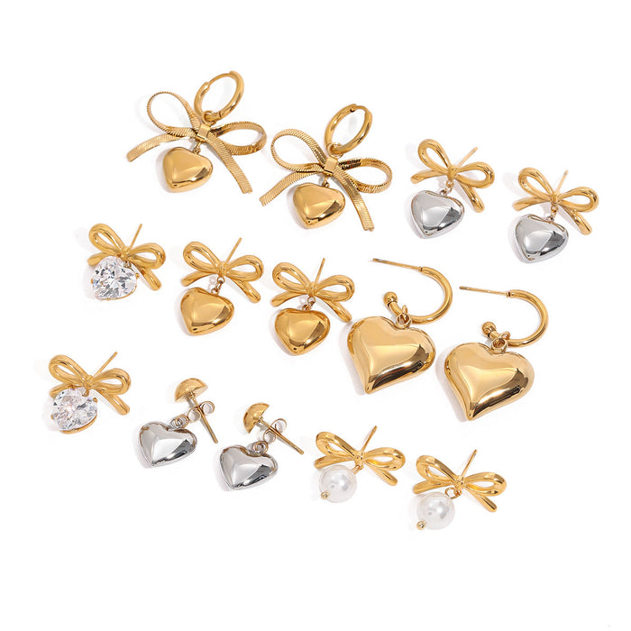 Stainless steel love bow stud earrings