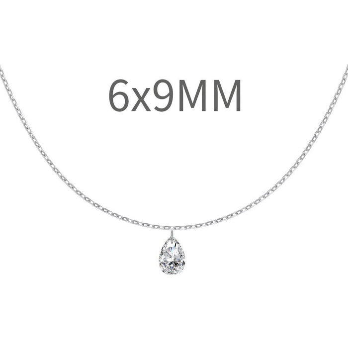 S925 Sterling Silver Tassel Oval Water Drop Wedding Necklace