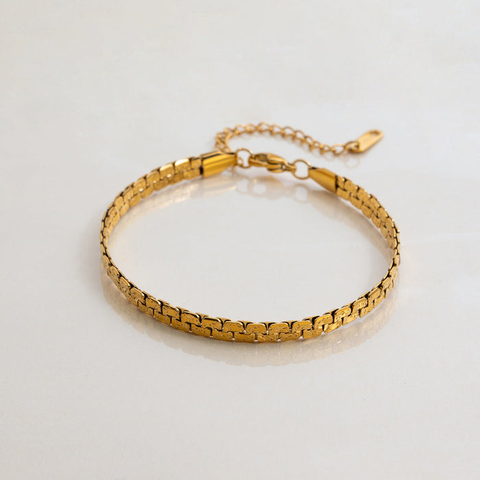 Stainless steel retro sand gold bracelet