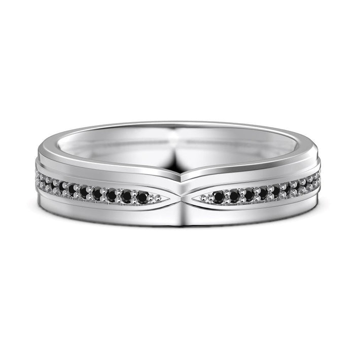 S925 Sterling Silver Plain Silver Male and Female Couple Ring-2