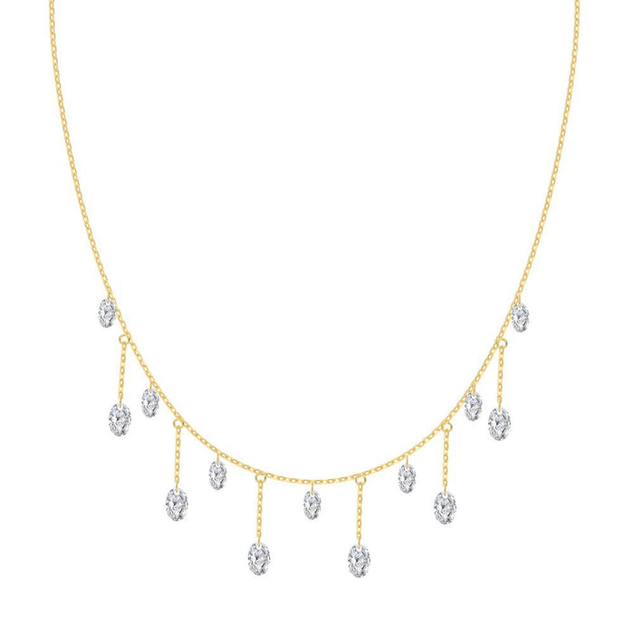 S925 Sterling Silver Tassel Oval Water Drop Wedding Necklace