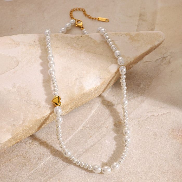 Stainless Steel Pearl Clavicle Chain Necklace