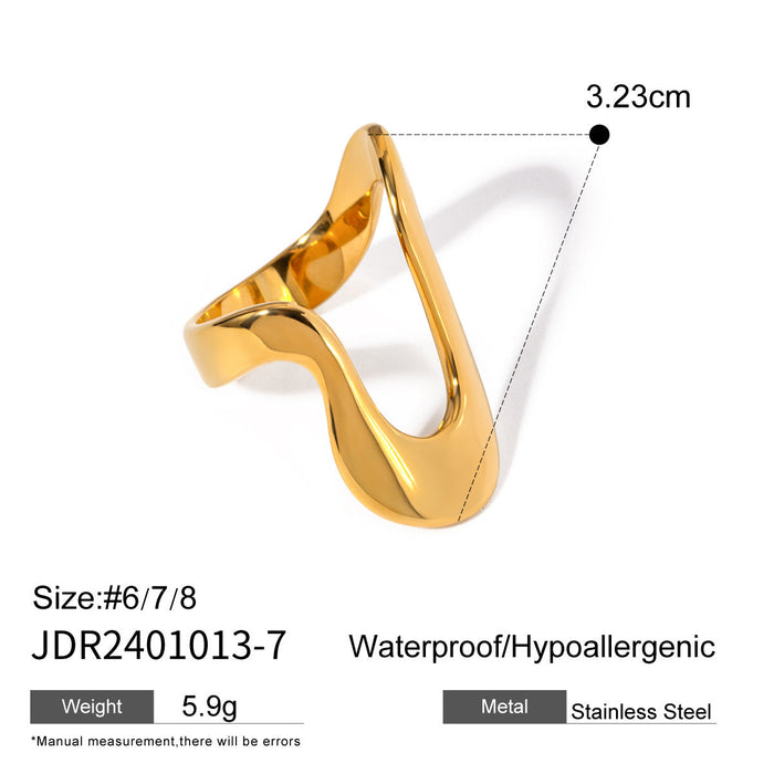 Stainless steel gold exaggerated ring