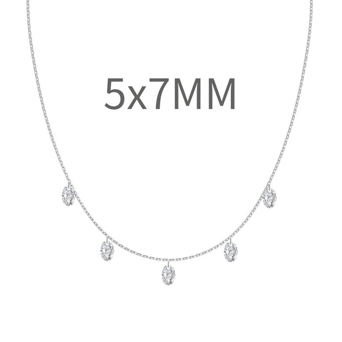 S925 Sterling Silver Tassel Oval Water Drop Wedding Necklace