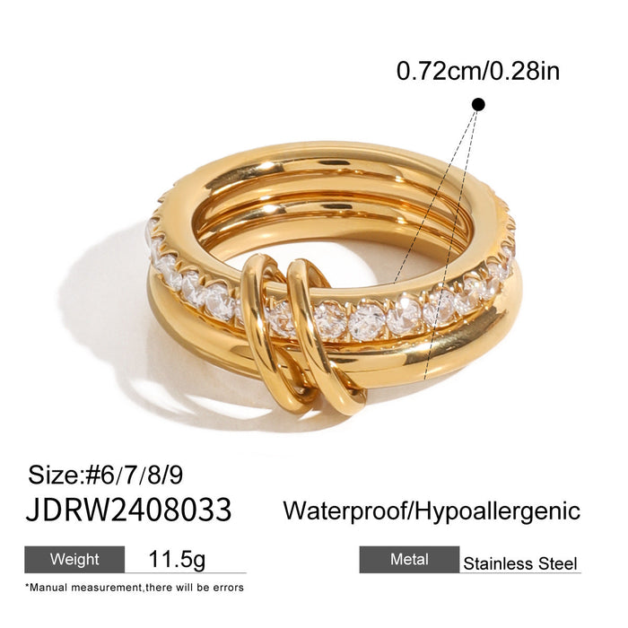 Zircon titanium steel ring