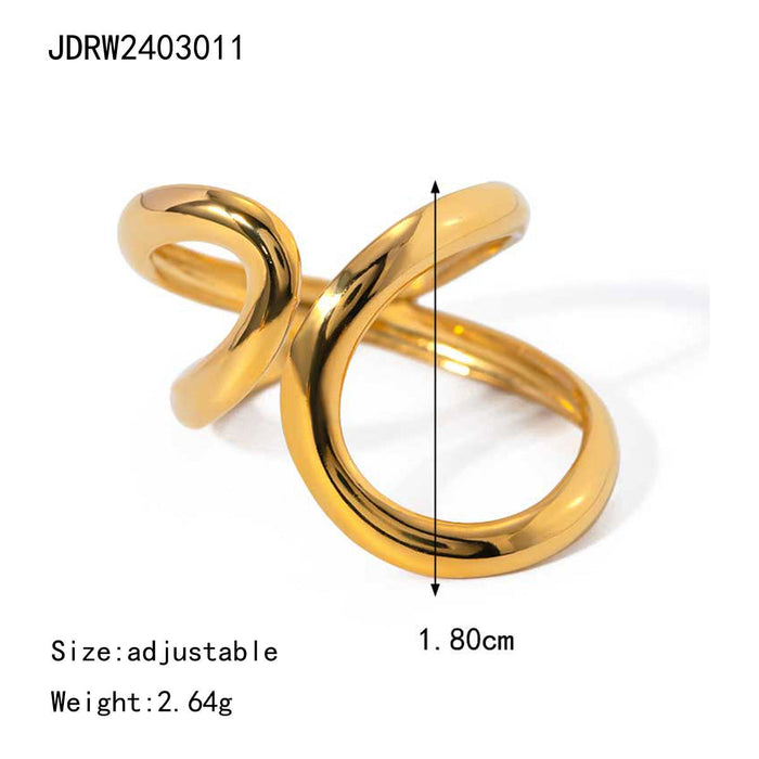 Stainless steel gold exaggerated ring