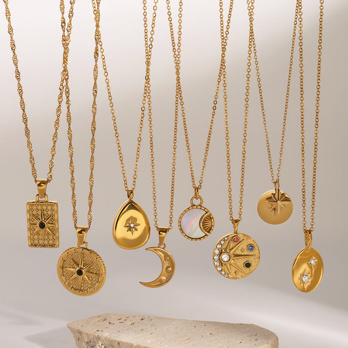 Stainless steel octagram necklace