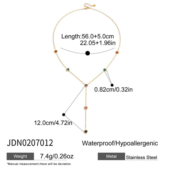 Stainless steel zircon y-shaped sweater chain necklace