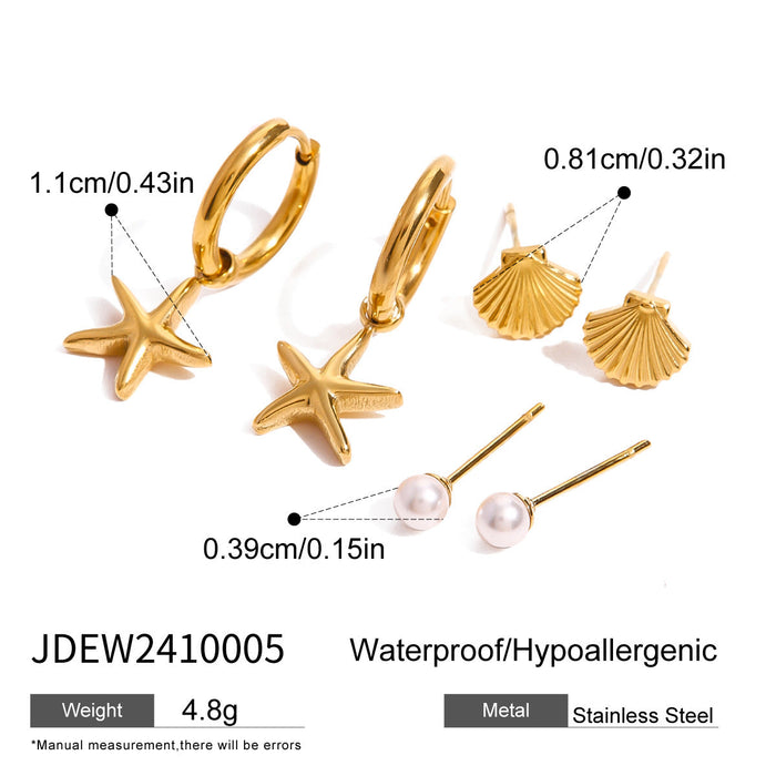 Three pairs of stainless steel zircon stud earrings