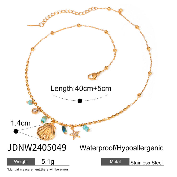 Titanium steel beach resort wind shell necklace