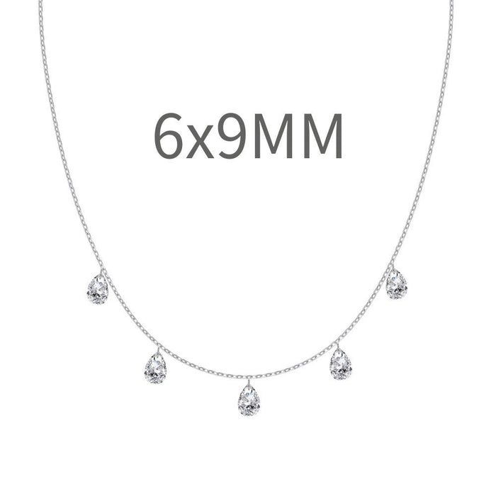 S925 Sterling Silver Tassel Oval Water Drop Wedding Necklace